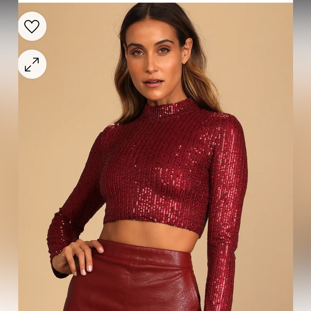 Sequin Red Crop Top